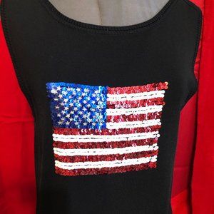 Sleeveless Knit Tank with Red/White/Blue Sequins